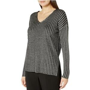 Vince Camuto Metallic Black and Gold Long Sleeved Sweater NEW Size Medium